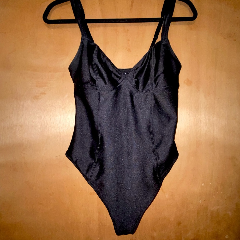 Black satin bodysuit
